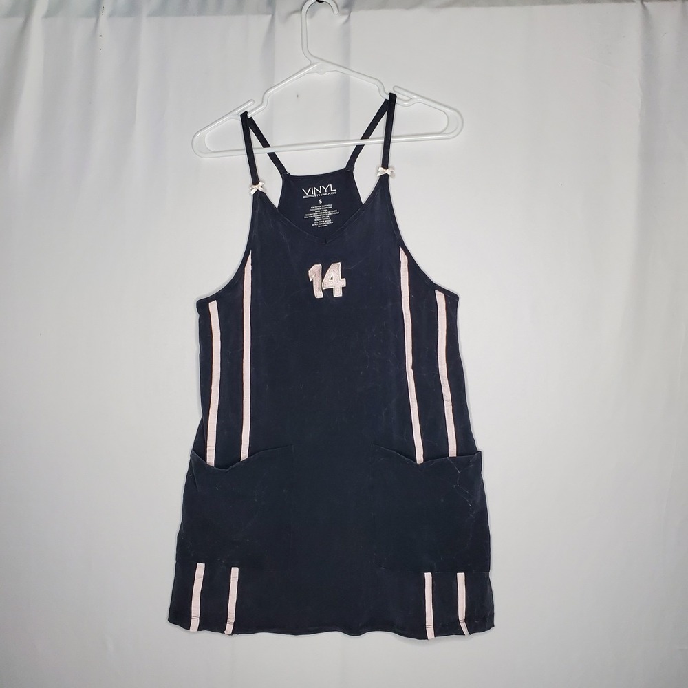 Vinyl Threads Dress L Racing Stripe Retro Y2K Whimsigoth Grunge Punk‎ Acid Wash